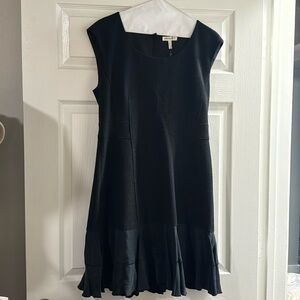 Rebecca Taylor Black Dress with Ruffle Silk Hem Size 10